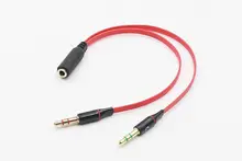 3 5 mm Gold Plated Headphone Earphone Audio Cable Micphone Y Splitter Adapter 1 Female to 2 male Connected Cord to Laptop PC