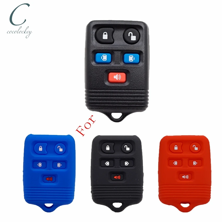 Blue CoCocina Rubber Pad 4 Button Remote Key Shell Fob Case 4 Color for Ford 