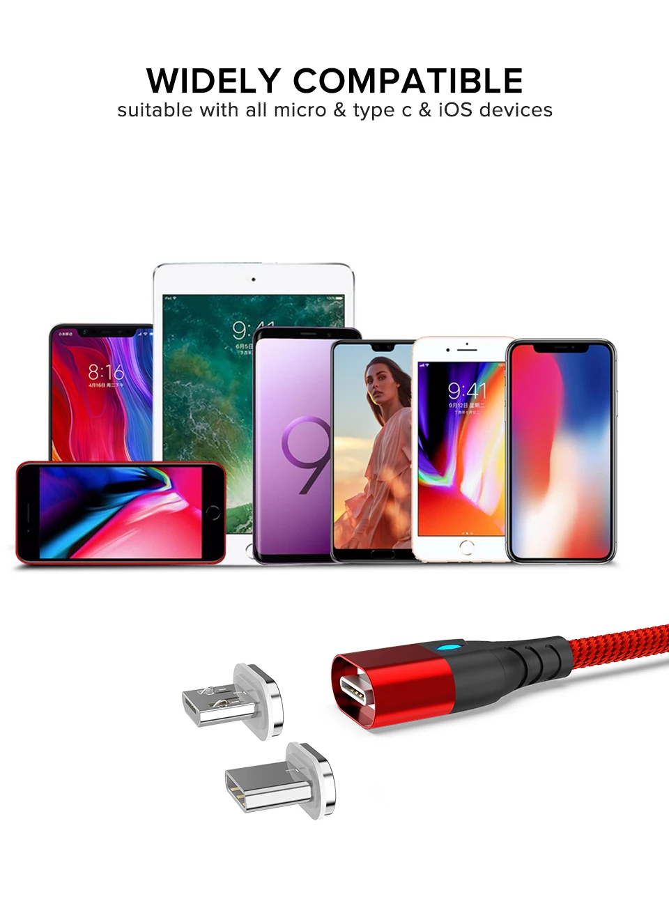 Кабель usb type-C 1 м 2 м нейлоновый Магнитный микро-провод 3 а кабель для быстрой зарядки type-C для мобильного телефона samsung Xiaomi huawei Kable