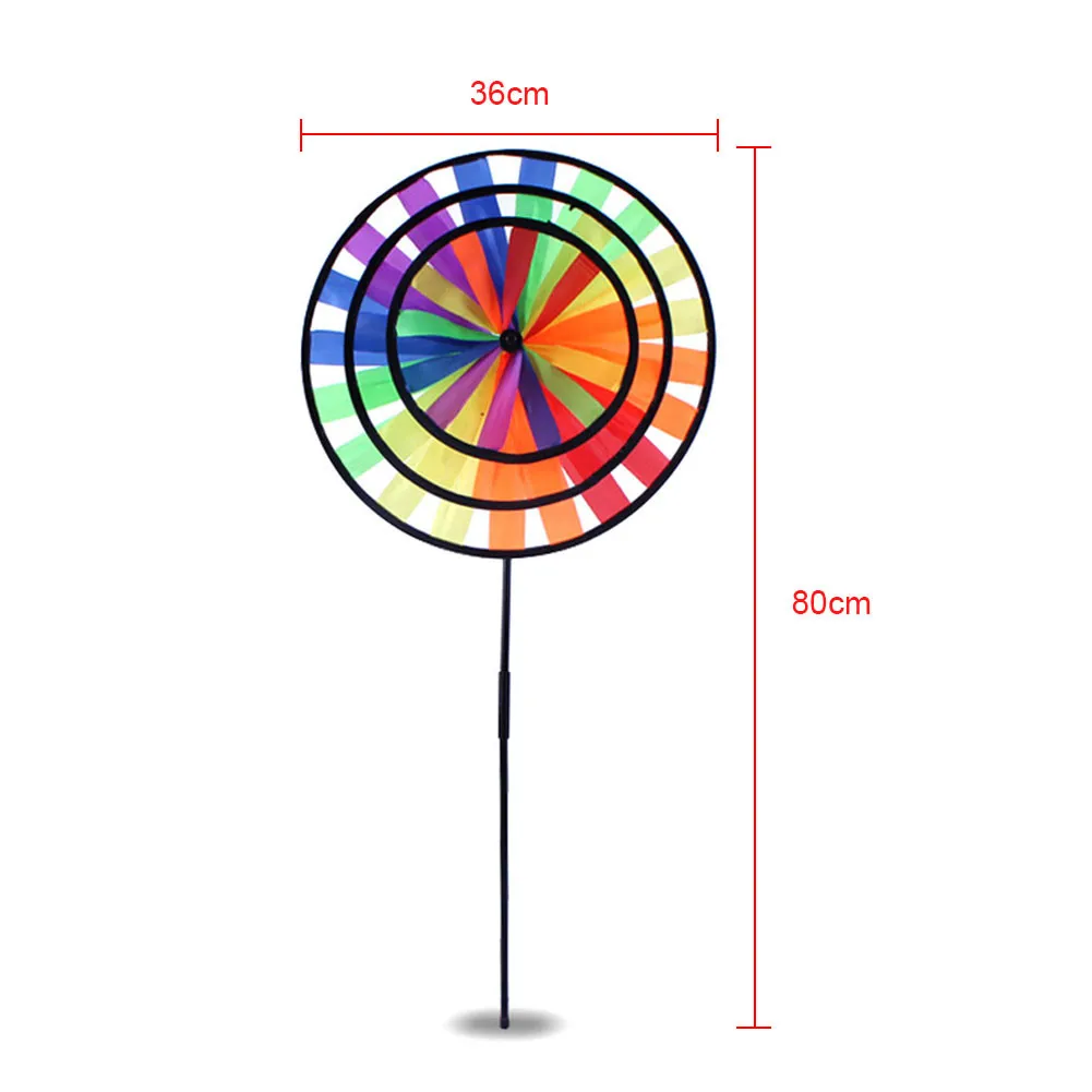 1 шт. красочные радужные тройные колеса ветряная мельница для сада, двора, улицы украшения для детей игрушки