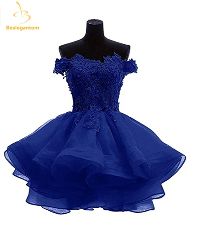 royal blue Bealegantom Новые короткие мини-платья трапециевидной формы для встречи выпускников с аппликацией из органзы платья для выпускного вечера выпускное платье QA1110 - Цвет: royal blue