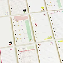 Hojas sueltas Kawaii A5 A6, recambio de papel, carpeta espiral, índice de páginas internas, planificador diario semanal mensual, Agenda, 2021, 45 hojas