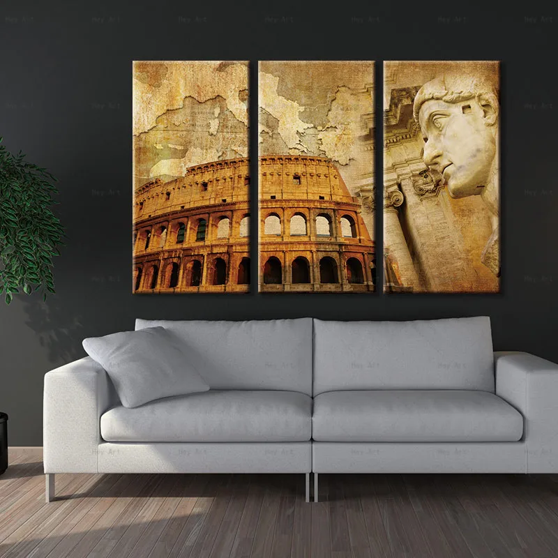 abstract canvas painting for living room prints 3 panel city map poster wall art pictures