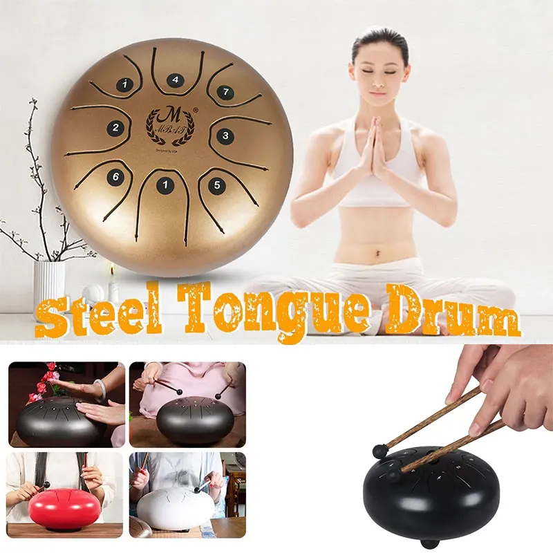 

Strong Empty Drum Worry Drums 5.5 Inch 2 Colors Stainless Steel Mini Handpan Tranquilizing National Music Tongue