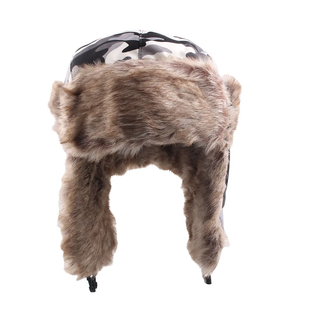 Cycling Cap Ski cap Winter Hat Russian Ski Hat Plush Earmuffs Padded Flat Cap Outdoor windproof warm artifact #2o26 (4)