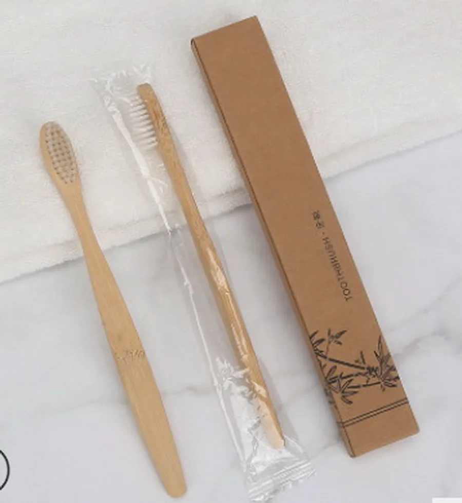 DHL 200pcs Soft Fibre Environmentally Wood Toothbrush Bamboo ToothBrush Wooden Handle Tooth brush - Цвет: Buff