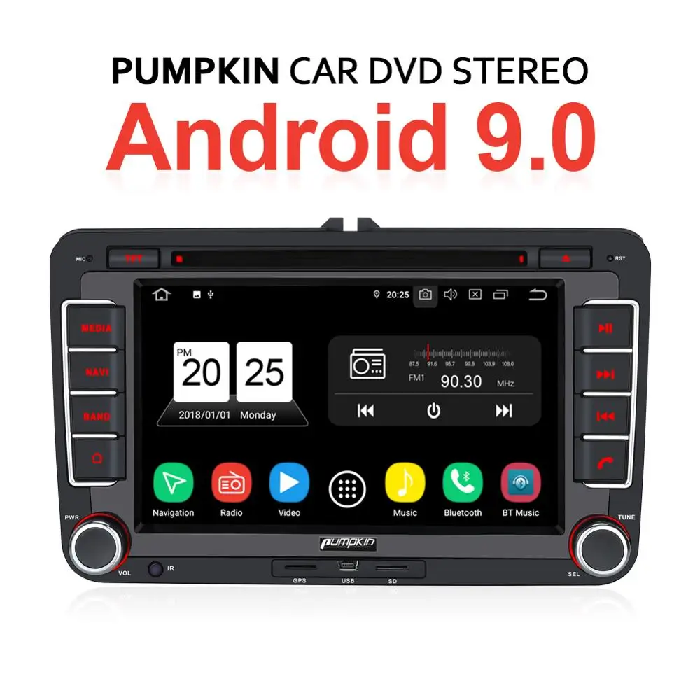 Тыква Android 9 0 стерео аудио четырехъядерный 2 Din7'ɺutoradio GPS навигация для