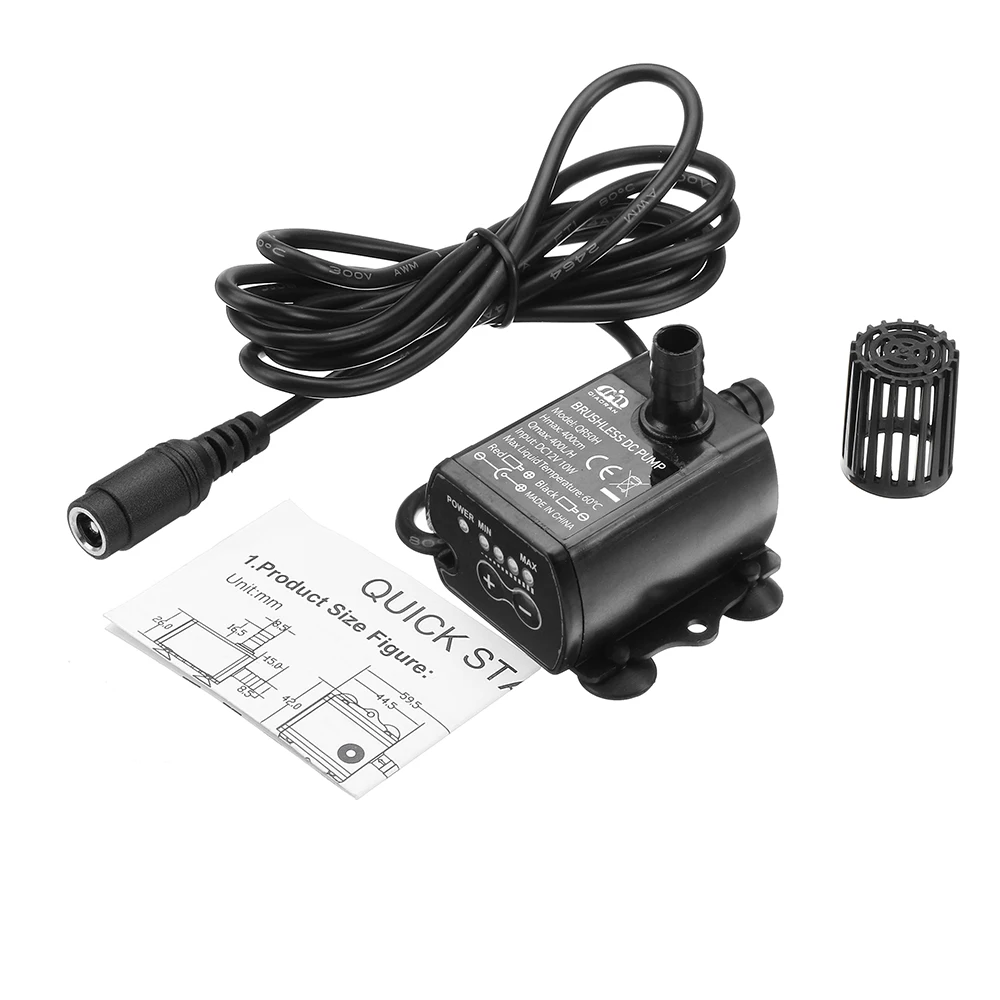 

QR50H DC 12V 4M Water Pump 10W 400L/H Flow Rate Brushless Motor Submersible Pump