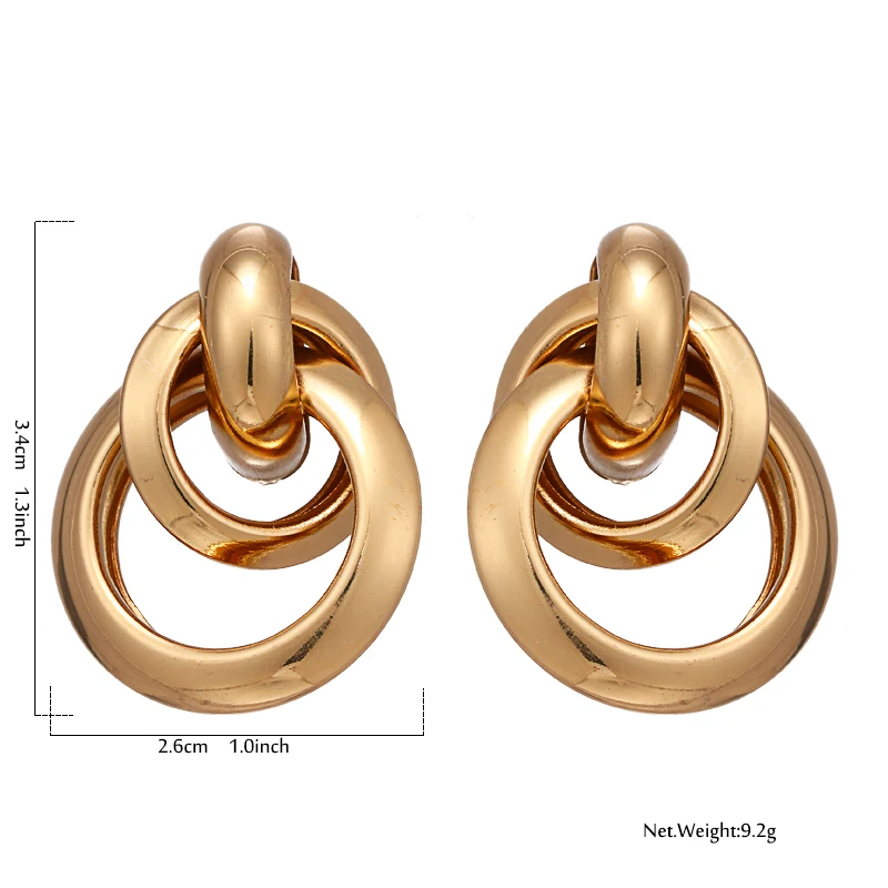 Yhpup, корейский простой дизайн, брендовые круглые геометрические свисающие серьги, золотые очаровательные серьги для девушек, вечерние, свадебные, массивные ювелирные изделия