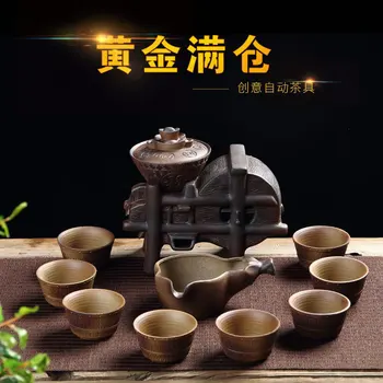

11Pcs/Set High-end Chinese tea set artwork Creative Automatic Kung Fu tea set with Tea Cups Fair Cup Gaiwan Kit Free Shipping