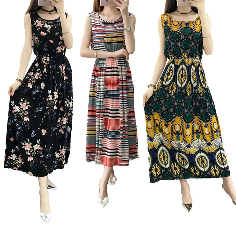 Для женщин летнее платье Boho Стиль 2019 Цветочный принт шифоновое пляжное Туника