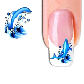 

2 Sheets Dolphin Pattern Nail Art Sticker Water Transfer Decals Makeup Manicure