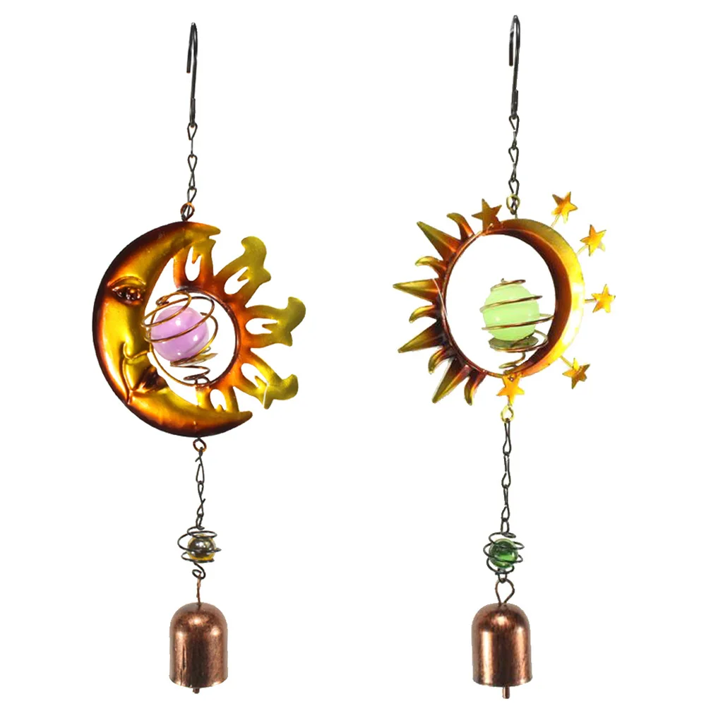 Outdoor 3D Metal Wind Spinner Hanging Spinner Spiral Tail Glass Ball Graden Home Decoratives