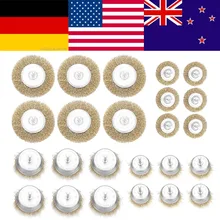 24 pièces brosse à fil tasse & brosses plates outils de roue de forage ensemble spazzole trapano brosse menage