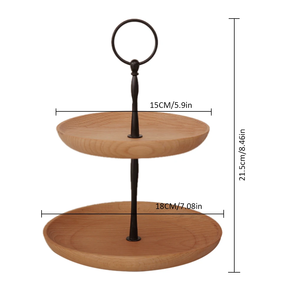Двухуровневая деревянная тарелка с фруктами, многослойная тарелка для пирожных и конфет, креативное круглое украшение для дома
