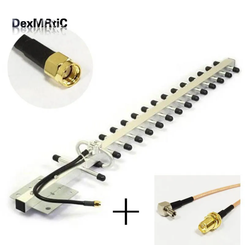 3G yagi antenna 25dBi 1880-1920/1990-2170MHZ RP SMA connector outdoor+ TS9 Male Plug Connector to RP SMA Female RG316 Cable 15CM