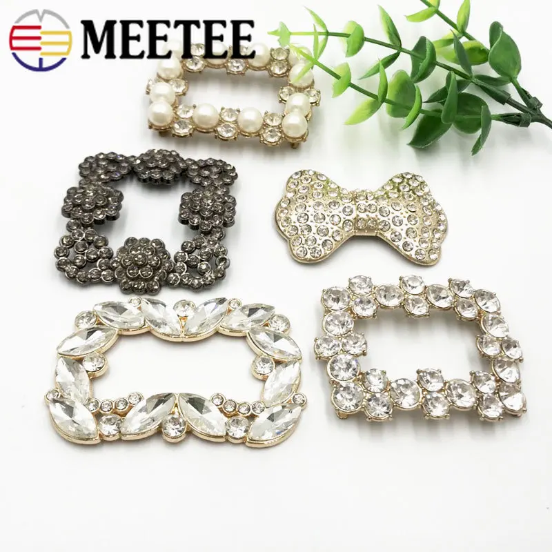 Meetee 1 пара (2 шт.) металлические кристаллы декоративные туфли пряжки стразы