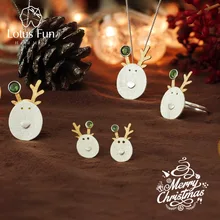 Lotus Fun – ensemble de bijoux en argent Sterling 925, bijoux fins créatifs faits à la main, joyeuses de noël, ensemble de bijoux en forme de renne