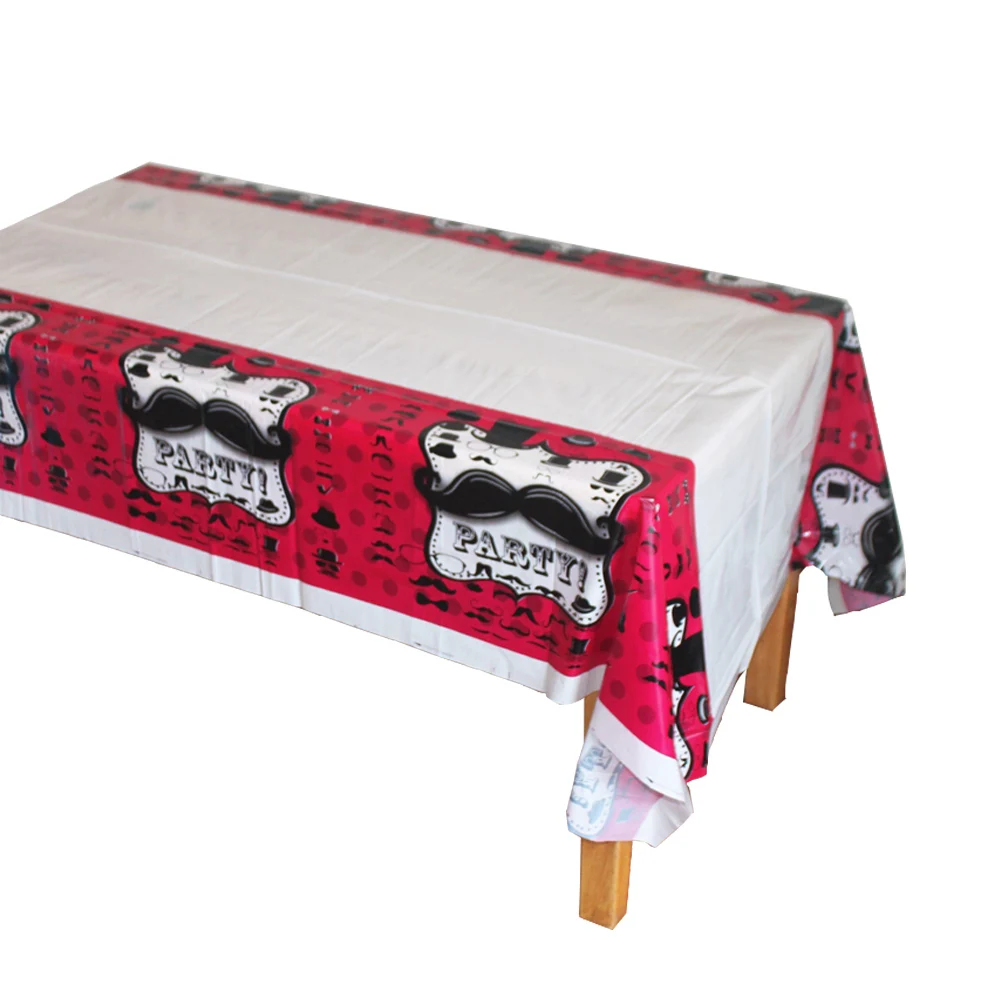 

Disposable Plastic Table Clothes Table Cover Tablecloth Waterproof Mustache For Party Decoration And Match Napkin
