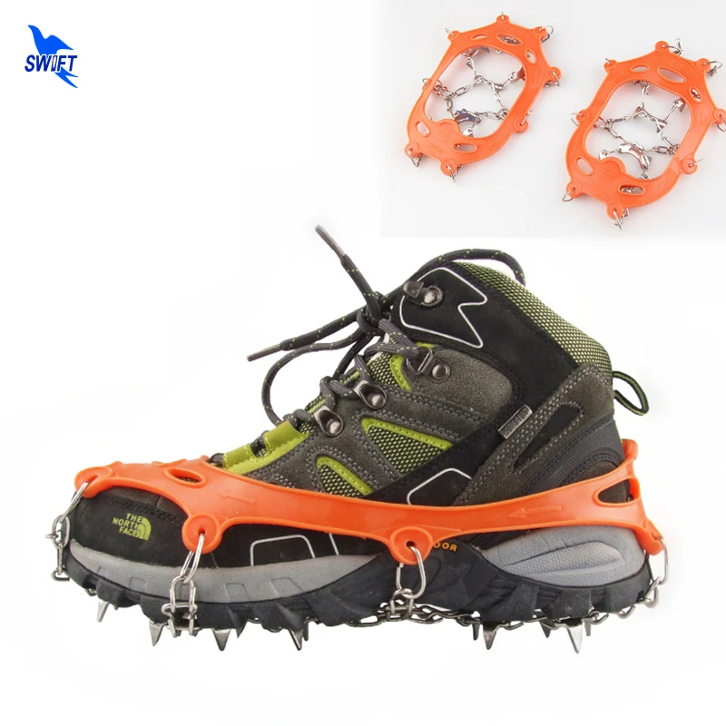 1 Pair Upgraded Bundled Snow Ice Crampons Professional 13 Teeth Point Manganese Steel Ice