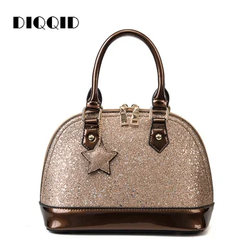 

DIQQID Luxury Sequined Handbags Women Star Tassel Patent Leather Shoulder Shell Bag Zipper Crossbody Bags for Women 2018 tassen