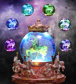 

Sleep light Crystal Music box Carousel Birthday creative gift girl likes Chinese Valentine's Day Christmas Romantic Gift kid toy