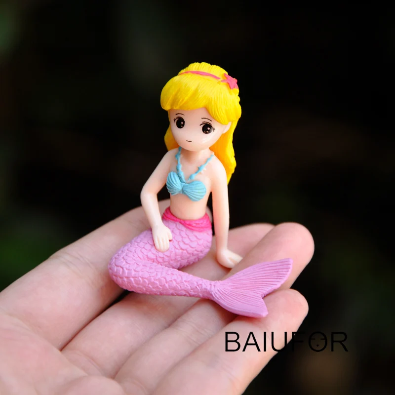 

BAIUFOR Seaside Miniatures Mermaid Ornaments Terrariums Figure Fairy Garden Decor Mini Landscape Decor Car, Cake Accessories