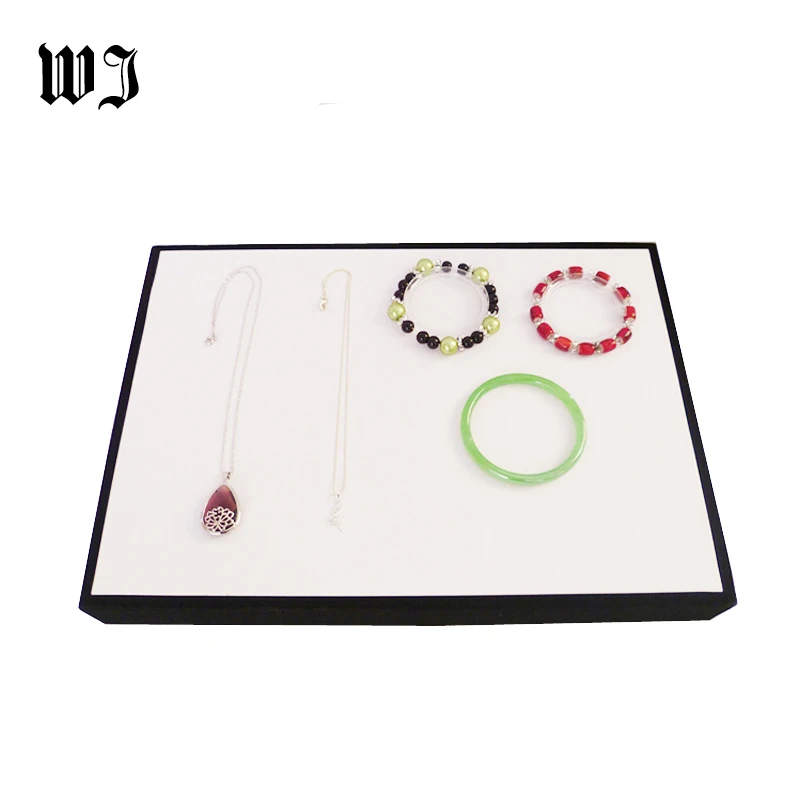 Quality White Leatherette Jewelry Display Flat Tray Stackable Case