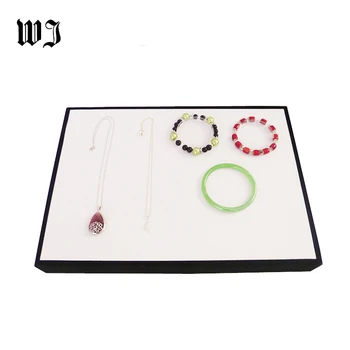 

Quality White Leatherette Jewelry Display Flat Tray Stackable Case Necklace Bracelet Storage Organizer Box for Store Counter Top