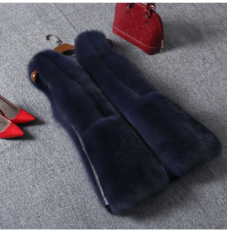 Clobee женские пальто из искусственного меха размера плюс 4XL жилет из искусственного меха Элегантный искусственный Лисий мех женская зимняя верхняя одежда длинный жилет J196
