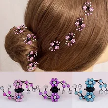 6Pcs Mini Headwear Rhinestone Crystal Bridal Hair Claws for Women Snowflake Hair Pins and Clips Flower Girl Hair Accessories