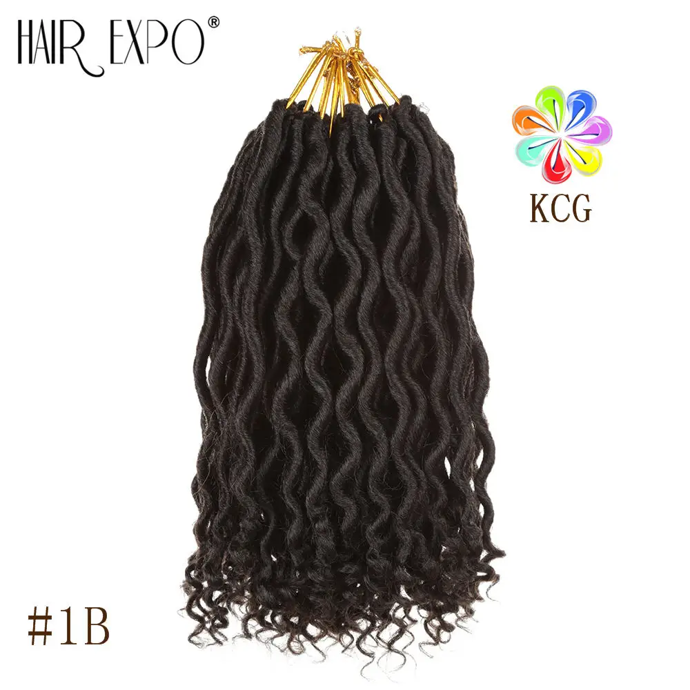 Волосы EXpo City 12 ''богиня Faux locs Curly концы короткие волнистые синтетические волосы для наращивания крючком косы 12 прядей/упаковка черный Afros - Цвет: # 1B