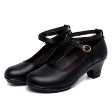 Красные, черные туфли на блочном каблуке женская танцевальная обувь на среднем каблуке 6 см для женщин, Рабочая обувь из спилка женские туфли-лодочки обувь на платформе
