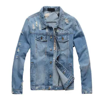 

Mcikkny Fashion Men's Ripped Denim Jackets Skull Heart Embroidery Jean Jackets Retro Style Streetwear Coats For Male Size M-4XL