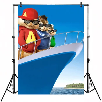 

Alvin and the Chipmunks Photography Backdrop Blue Sky Boat Deck Ocean Backgrounds Sea Party Baby Child Scenic Holiday Backdrop