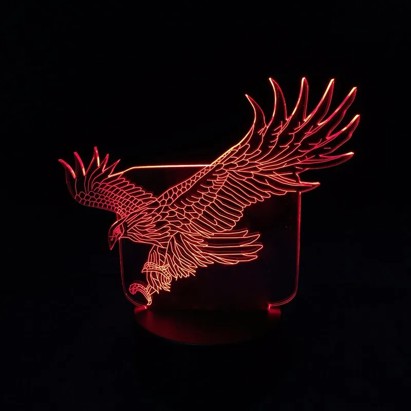 Светодиодный 3d-ночник Летающий большой орел фигурку 7 цветов Touch Оптические иллюзии настольная лампа украшения дома модель