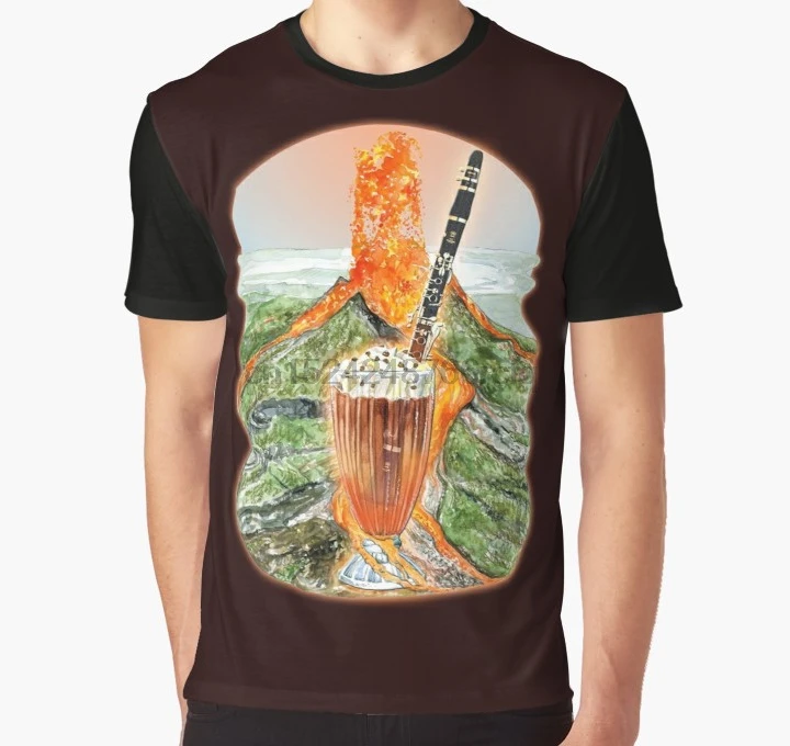 

All Over Print 3D Tshirt Men T Shirt Volcanic Clarinet Chocolate Oreo Musical Milkshake Full Print Big print T-Shirt