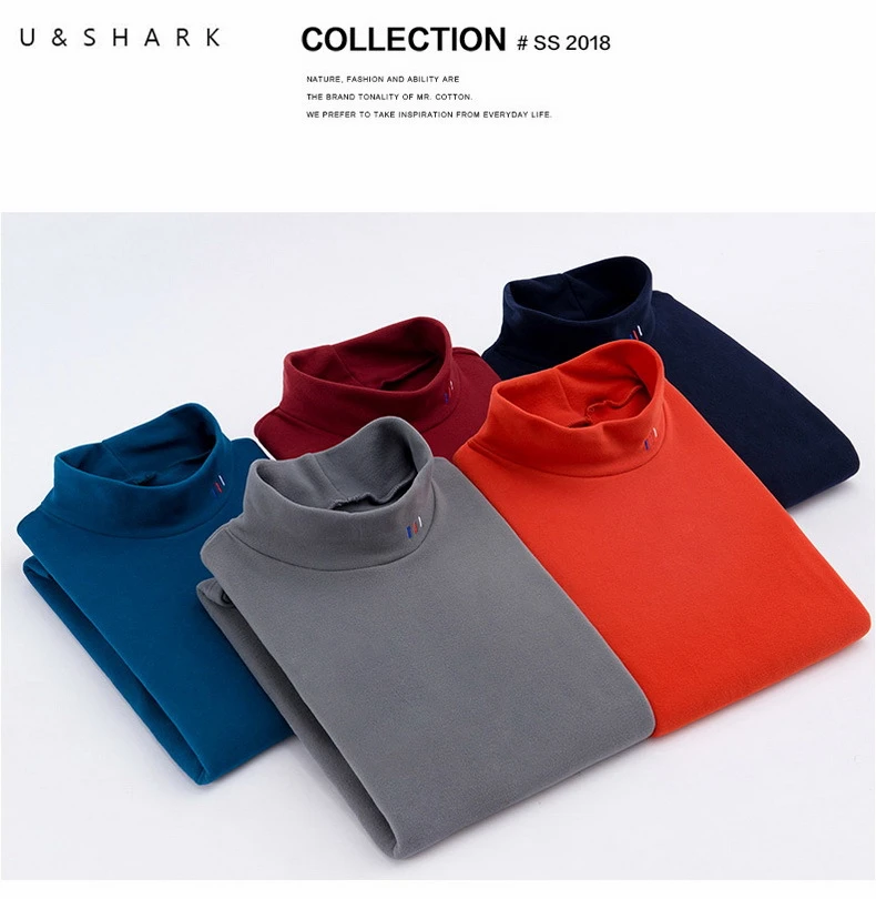 U & SHARK/весенне осенние мужские теплые флисовые свитера пуловеры с высоким