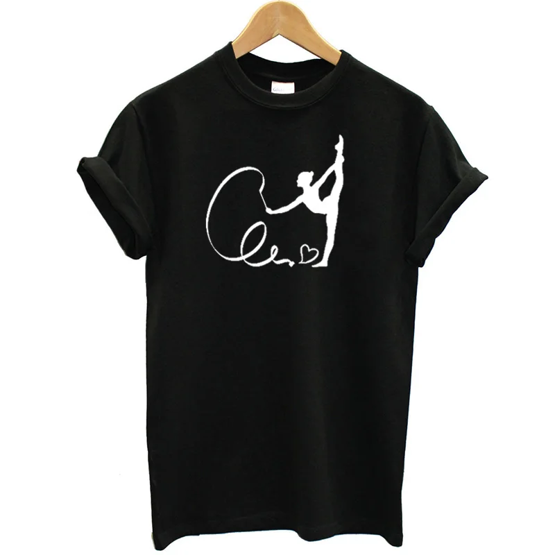 Новинка, летняя модная футболка, женская футболка с коротким рукавом, с принтом, для гимнастики, силуэт, женские топы, футболка, одежда - Цвет: G456-Black
