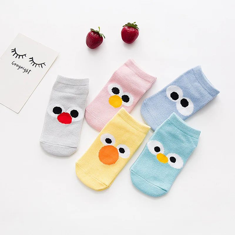 5 Pairs/lot New Autumn Soft Cotton Boys Girls Short Socks Cute Cartoon Pattern Cute Kids Socks for Baby Boys Girls 1-3Y