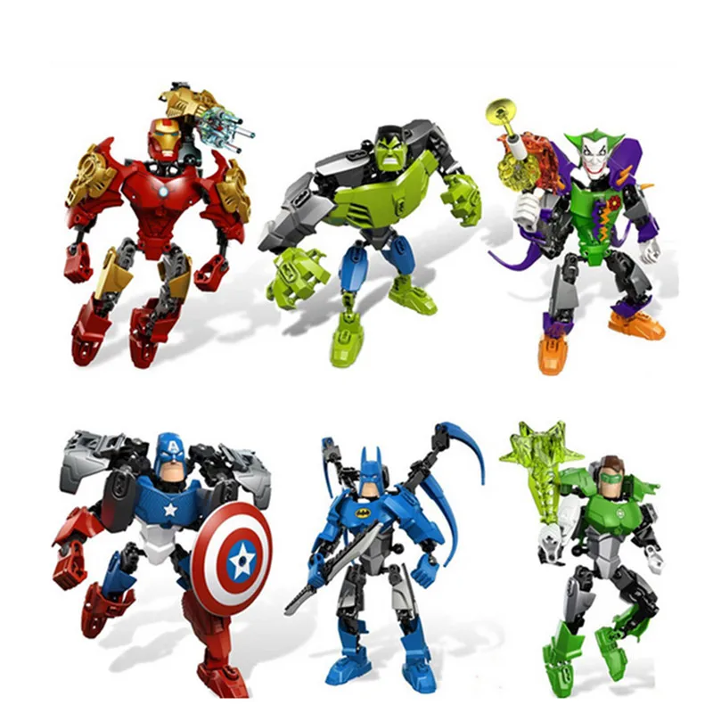 

Avengers Hero Captain American&Hulk&Iron Man&Batman&Clown Puzzle Action Figure Toy Building Blocks Christmas Gift For Kids