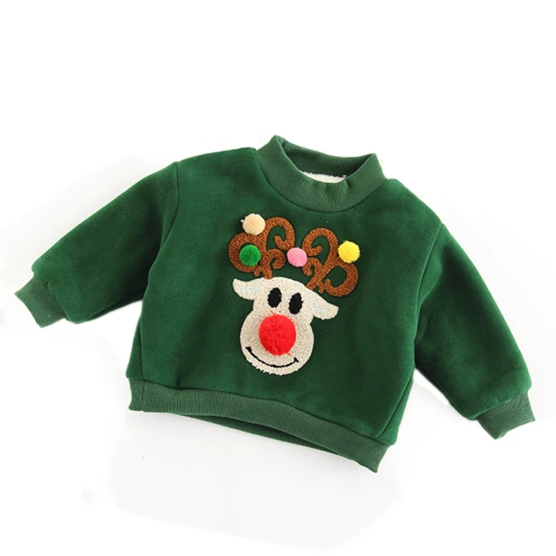Kacakid Рождество день Детская Одежда David Костюмы Полотенца вышитые кашемировый свитер для маленьких мальчиков и девочек Рубашка y6 - Цвет: Зеленый