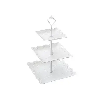 

Three Tiers Cake Display Stand and Fruit Plate Elegant Afternoon Tea Party Serving Platter Cupcake Dessert Stand