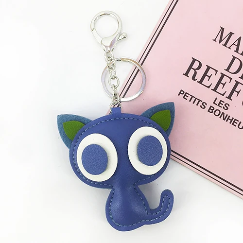 PU искусственная кожа кошка застежка для ключей с большие глаза для игрушек подарки для женщин, сумки, ключи и аксессуары - Цвет: blue