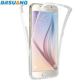 

1000pcs/lot Clear Full Coverage Dual Case Transparent 360 Degree Protective Phone Cover For Samsung Galaxy S5 Note5 S6 S7 edge