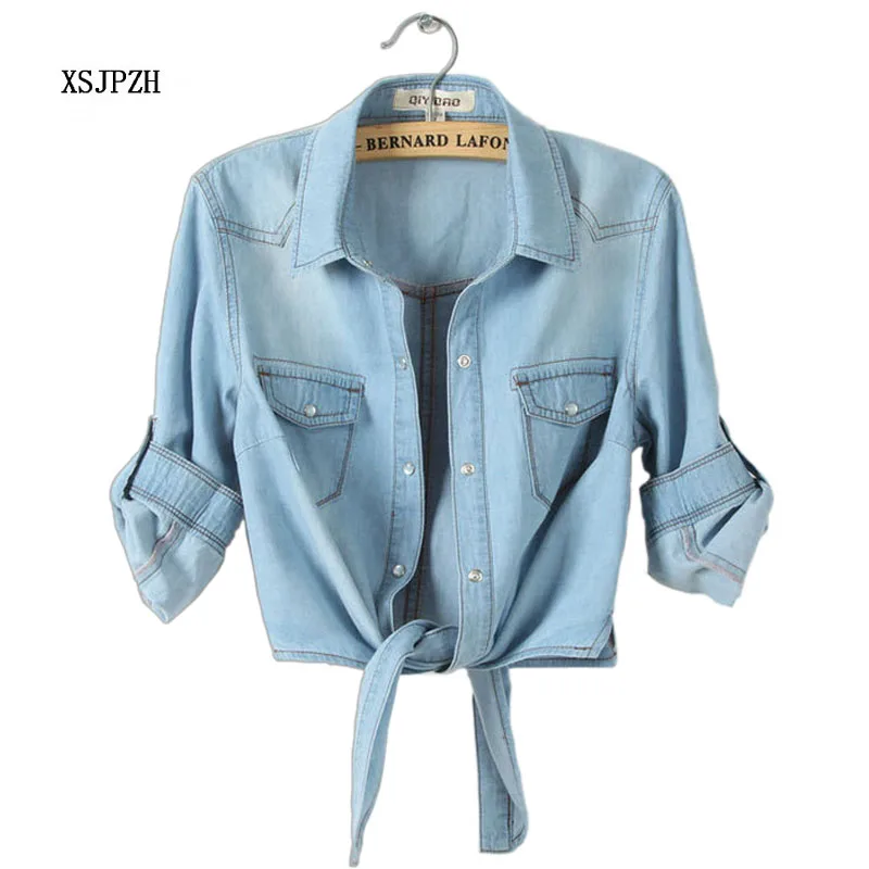 2016 New Summer Ladies 3/4 Sleeve Denim Jacket Women Coat Short Jean
