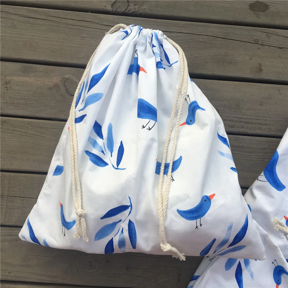1Pc Cotton Twill Drawstring Travel Organized Sorted Bag Party Gift Blue Leaf Bird Yl9502 huismerk kopen in de aanbieding 1Pc Cotton Twill Drawstring Travel Organized Sorted Bag Party Gift Blue Leaf Bird Yl9502 huismerk kopen in de aanbieding