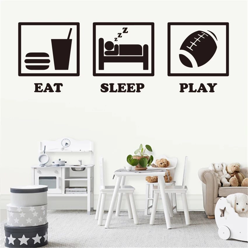 Съемная виниловая настенная наклейка Eat sleep для игры в футбол мальчика
