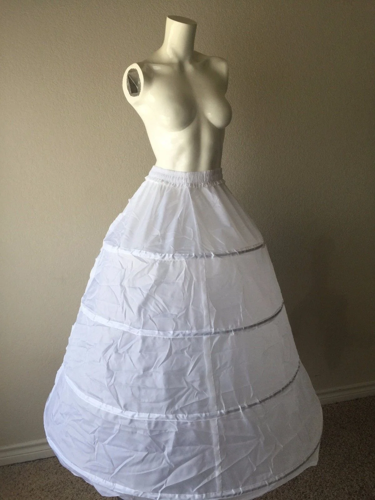 

4-HOOP White Petticoat Renaissance Fair Costume Wedding Gown Crinoline Skirt