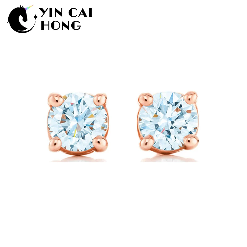 

YCH Charm Gift 925 Sterling Silver Rose Gold Big Gemstone TIFF Attractive Elegance Temperament Earrings World Jewelry